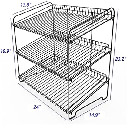 FixtureDisplays® 24" Wide X 14.9" Deep X 23.2" Tall 3-Open-Shelf Wire Rack for Countertop Chips Snack Book Display Organ