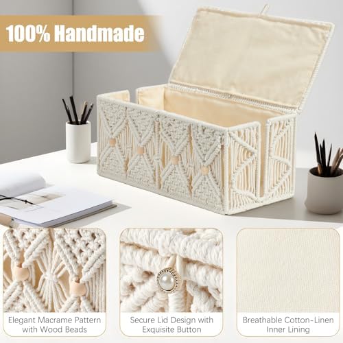Cable Management Box Handmade Macrame Cord Storage Organizer