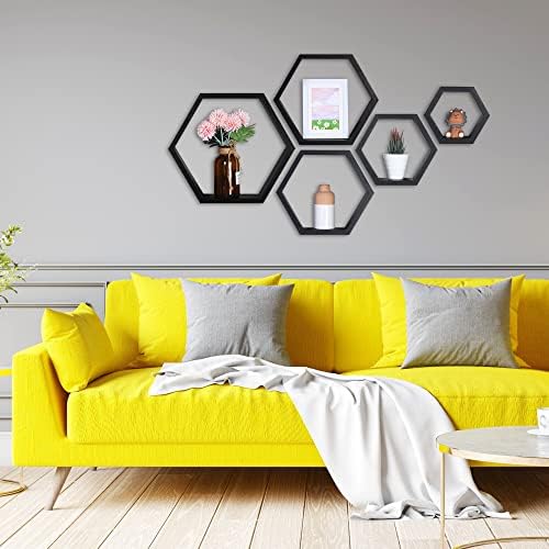 Hexagon Shelves,Floating Wall Shelf,Honeycomb Octagon Cube Shelves Wood