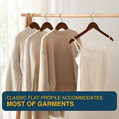 Wooden Hangers 20 Pack - Sturdy Walnut Hangers for Shirts, Coats & Dresses - Ideal for Laundry & Everyday Use