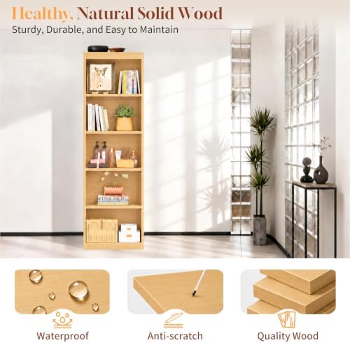 5 Tier Bookshelf,Open Storage Book Shelf,68 Inch Bookcase
