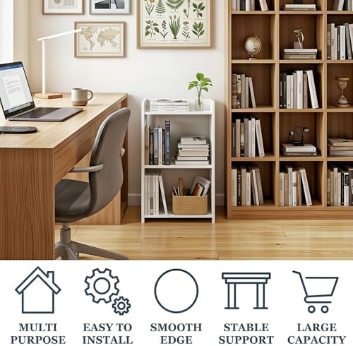 HAYOFAMY 3 Tier Bookshelf for Small Spaces 25.6”H Bookcase