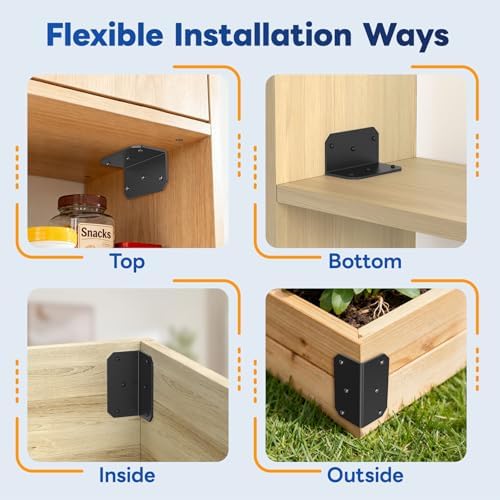 4"x2"x2" Corner Brackets for Wood, 200LB, Black 8 Pack