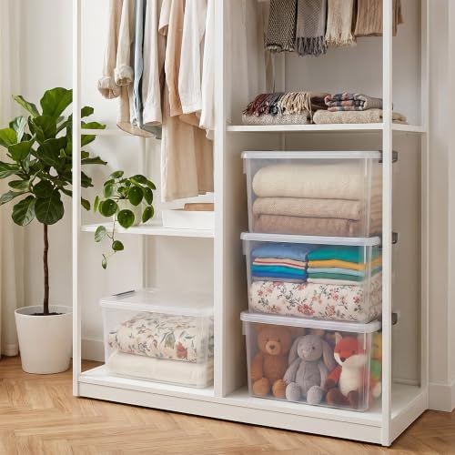 Citylife 4-Pack 32 QT Clear Plastic Storage Bins with Latching Lids