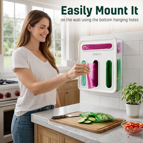 HIMUS Food Storage Bag Organizer - 4 in 1 Plastic Baggie Organizer for Drawer | Compatible with Sandwich, Snack, Gallon,