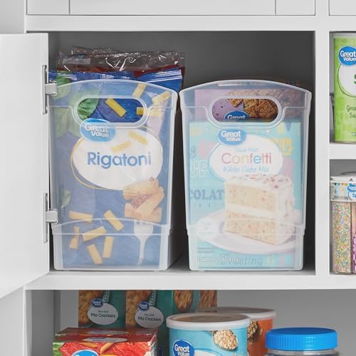 Modern Narrow Organizer Storage Bin, Clear Plastic Household Storage Container for Kitchen Pantry storage, Under Sink Bi