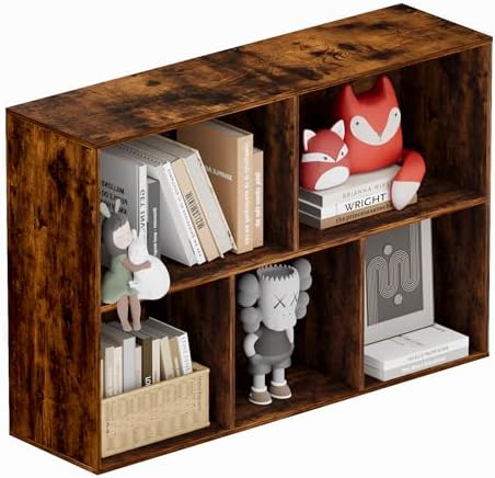 Book Shelf, Wooden Cube Storage Organizer with 11" Open Cubes, Stackable Bookcase for Room Divider Storage, 2 Tier Books