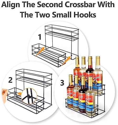 kimilus 8 Bottle Capacity Coffee Syrup Organizer 2 Tier Coffee Syrup Stand Shelf for Coffee Bar Kitchen Small Wine Rack 