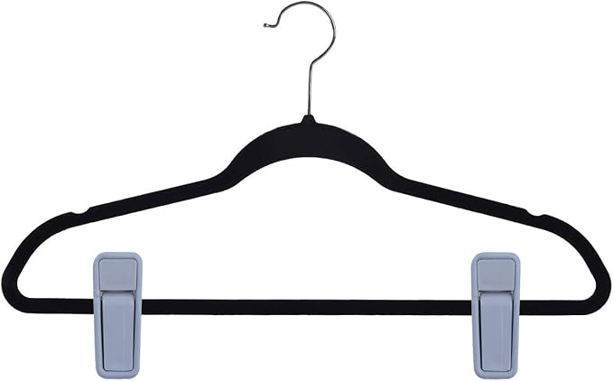 Premium Heavy Duty ABS Plastic Slim-line Hanger Set of Finger Clips for Velvet Hangers - 20 Pack (Gray)