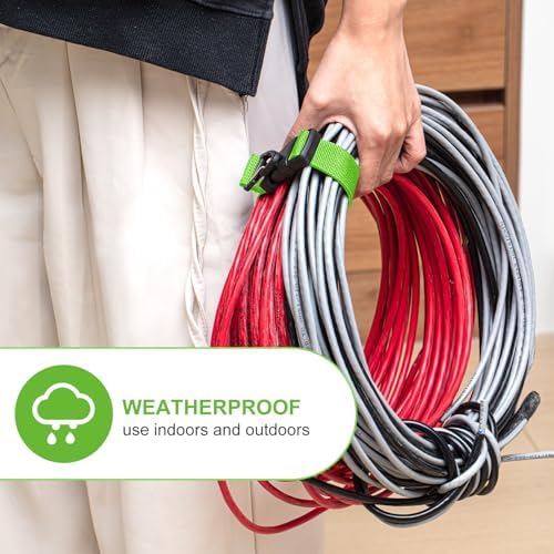 6 Pack Adjustable Extension Cord Holder Straps,Green