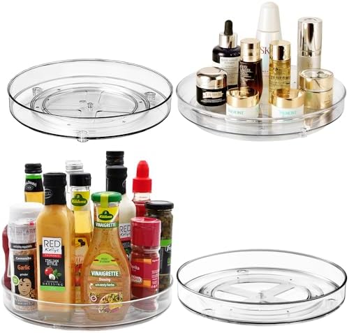 Amolliar Lazy Susan Turntable Organizer, 9"+11" 4 Pack, Rotating Organizer