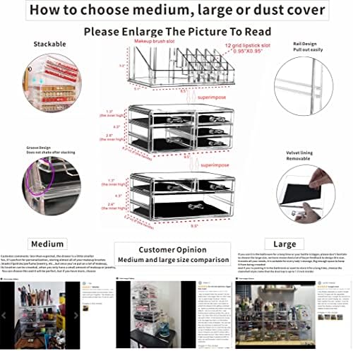 Cq acrylic 3 Pack Clear Makeup Organizer Countertop,Stackable 8 Drawers Skincare Organizer,Cute Skin Care Organizer for 