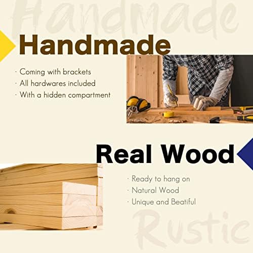 Wall Floating Shelves, Rustic Wood Shelf for Wall Mounted - Wooden Handmade Shelves for Bathroom Kitchen Livingroom - No Stain - DIY(Unfinished, 24 Inch - 2 Pack)