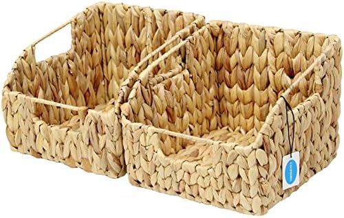 Casaphoria Square Irregular Hyacinth Storage Baskets Natural Hand Woven Water Hyacinth Basket Durable Rectangular Basket