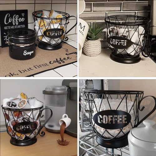 TreeLen Coffee Pod Holder, K Cup Organizer, Large Capacity K Cup Holder for 40 K Cups, K Pod Storage for Coffee Bar - Bl