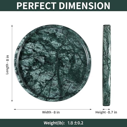 Natural Marble Round Tray - 8 Inch Decorative Tray for Bathroom, Vanity, Jewelry, Decor | Perfect for Organizing Perfume