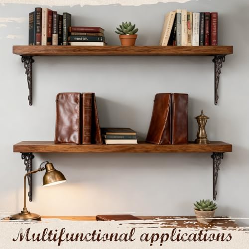 2 Pack Cast Iron Decorative Shelf Brackets, Iron Gray
