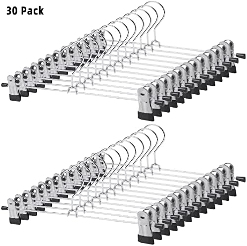 GoodtoU Pants Hangers, 30Pack Skirt Hangers with Clips Metal Hangers for Pants Clips Men Women Kids Trouser Shorts Jeans Clothes