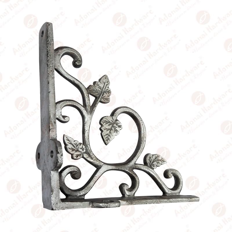 Adonai Hardware Meshezaheel Antique Iron Shelf Bracket (Supplied as 2 Pieces per Pack) - Natural Unlacquered