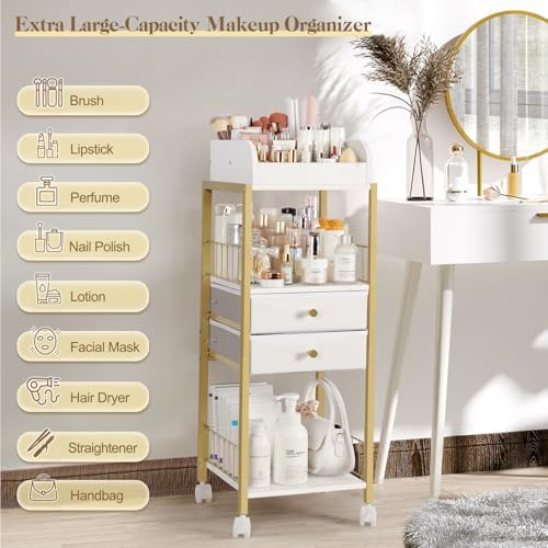 Makeup Organizer, Floor Skincare Organizers Make Up Organizers and Storage with Drawers, Vanity Organizer Cosmetics Disp