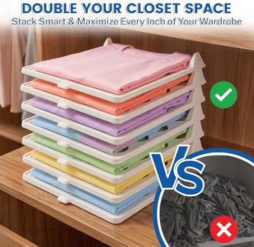 22 Pcs Clothes Organization Set - 2 Large Shirt Folding Board 27" X 23" & 20 Pack Stackable T-Shirt Organizer Trays, Dur