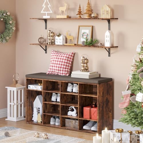 DINZI LVJ Long Wall Shelves, 55.1Inch Wooden Wall Mounted Shelves, Set of 4