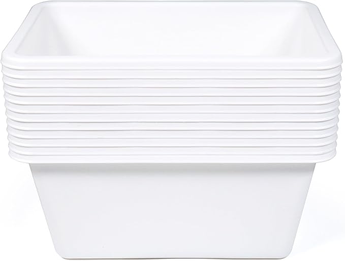 Humble Crew Small Plastic Storage Bins for Kids, Set of 12 Sturdy Toy Organizer Bins for Playroom, Nursery, Classroom & Bedroom Storage, White