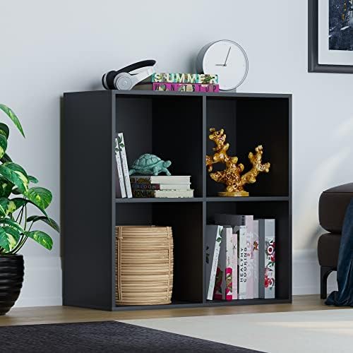 Vida Designs Durham Cube Bookcase Storage Organiser Living Room Bookcase Home Office Furniture (4 Cubes, Black)