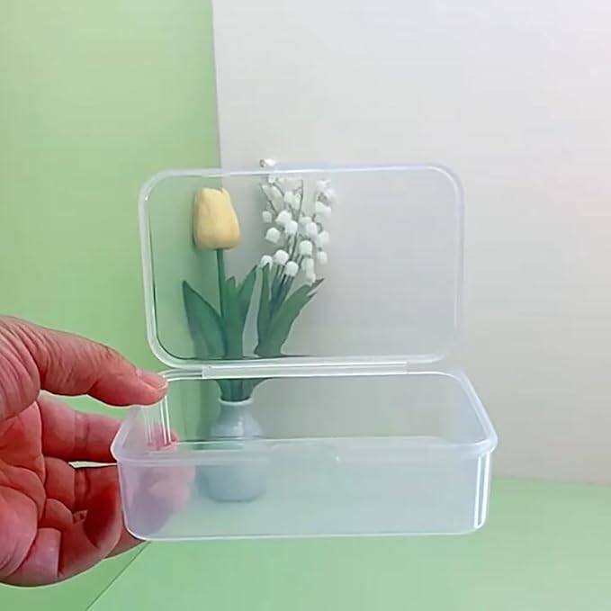 12 pcs Clear Plastic Box Containers (4.65" x 2.84" x 1.38 inch), Organizer Storage Box for Small items, Rectangular Storage Containers, Small Bead Organizer