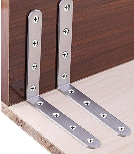 12 Pcs Stainless Steel L Bracket 5 x 5 inch Corner Bracket Heavy Duty Solid Shelf Support Corner Brace, Metal Joint Righ