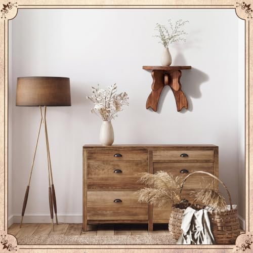 Pinkunn Wooden Bow Floating Shelf, 8 x 8 x 4.7 Inch, Rustic Brown Bow Tie