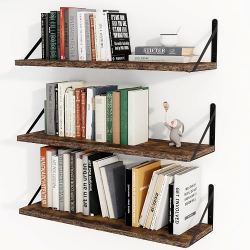 Heimlove Floating Book Shelves for Wall,27.56Inches Long Wall Mounted Bookshelves,Heavy Duty Bracket Shelves for Living 