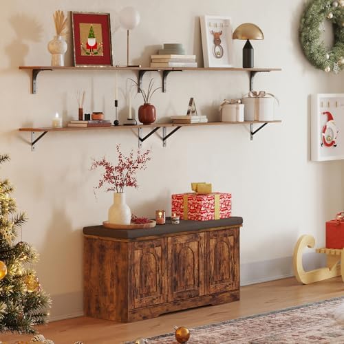 DINZI LVJ Long Wall Shelves, 55.1Inch Wooden Floating Shelves with Brackets