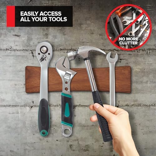 10 Inch Acacia Wood Magnetic Knife Holder with Multipurpose Use, Magnetic Knife Holders for Kitchen, Wooden Knife Rack, 