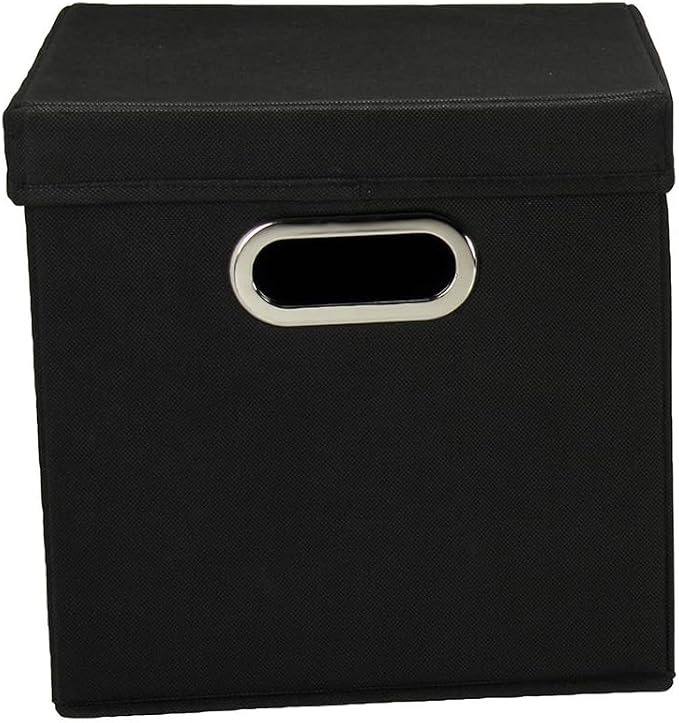 Household Essentials 34-1 Decorative Storage Cube Set with Removable Lids | Black | 2-Pack