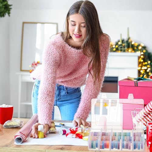 Leinuosen 2 Pack Clear Washi Tape Organizer Storage 15 Grids Plastic Organizer Box Adjustable Dividers for Jewelry, Wash