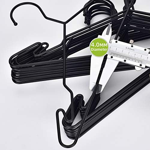 Black Metal Hangers, Heavy Duty Clothes Hangers with Non-Slip Grooves, Slim Space Saving Coat Hangers - 20 Pack Black
