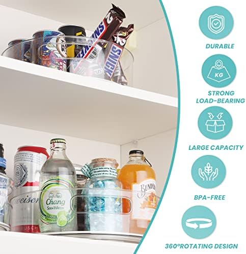 KAGUYA 4 Pack Lazy Susan Organizer, Non-Skid Turntable Organizer for Cabinet, Pantry, Kitchen, Office Countertop, Refrig