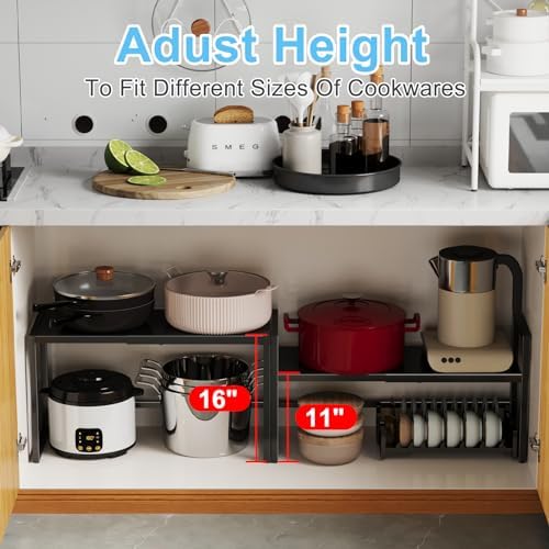 2 Pack Expandable Metal Storage Shelves, 110LBS Heavy Duty Shelving Units