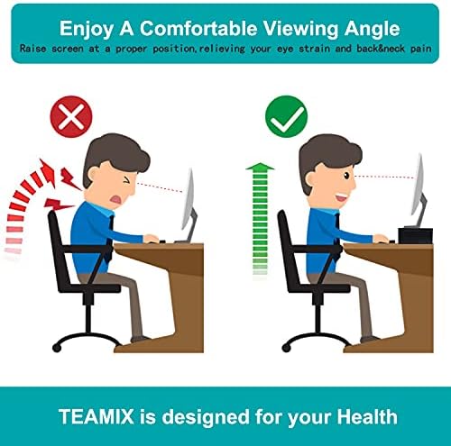 TEAMIX 20 Inch Monitor Stand Riser, Wooden Desktop Riser for TV/PC/Laptop/Printer, Cozy Monitor Riser with Storage, Lapt