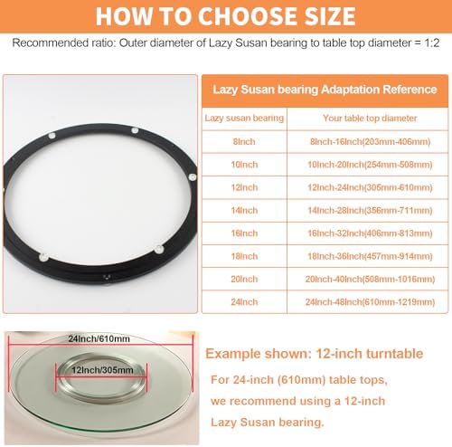 TamBee 16 Inch Lazy Susan Hardware Heavy Duty Metal Rotating Hardware Large Turntable Bearing Ring Lazy Susan Kit Parts 