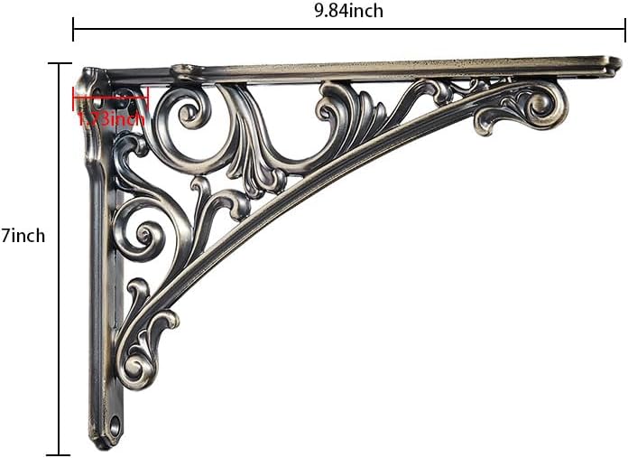 Khtumeware Shelf Bracket 10 Inch, Decorative Brackets for Shelving, Heavy Duty Vintage Ornate Shelf Bracket, Hardware In