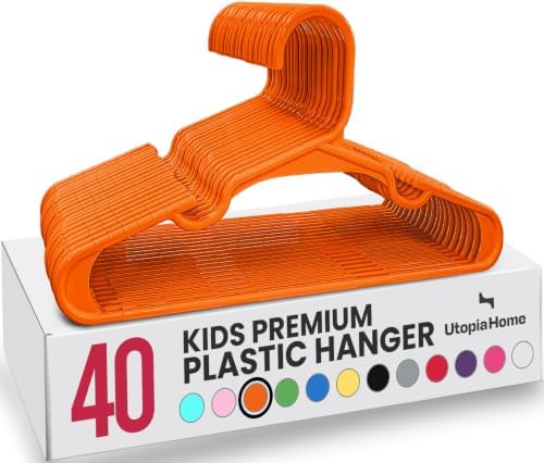 Utopia Home Kids Hangers 40 Pack – 11.5 Inch Baby Closet Hangers Orange