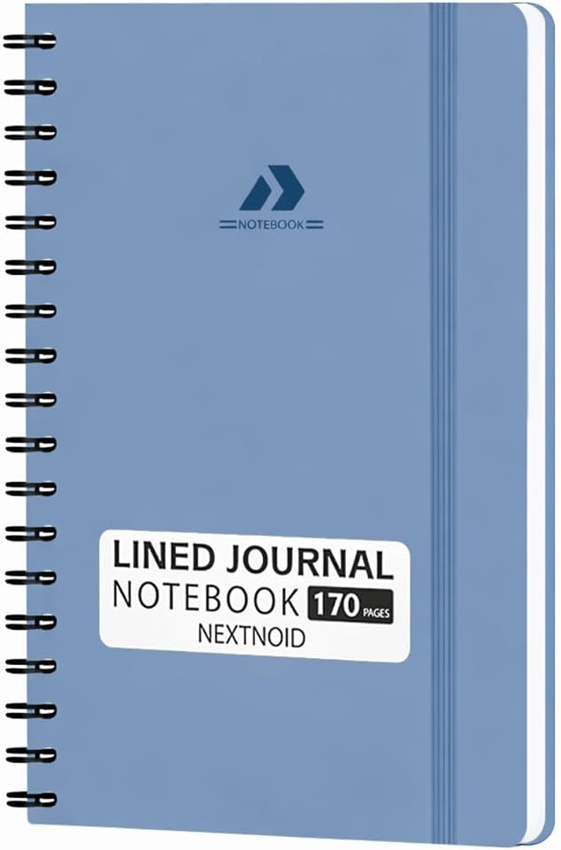 Nextnoid Lined Spiral Notebook Journal For Women & Men - A5(5.8" x 8.3") 170 Pages, Hardcover Notebooks for Work & Note Taking, College Ruled Journals for Writing - Blue