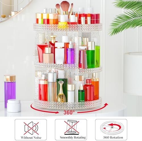 Awenia Makeup Organizer 360-Degree Rotating, Adjustable Makeup Storage, 7 Layers Large Capacity Cosmetic Storage Unit, F