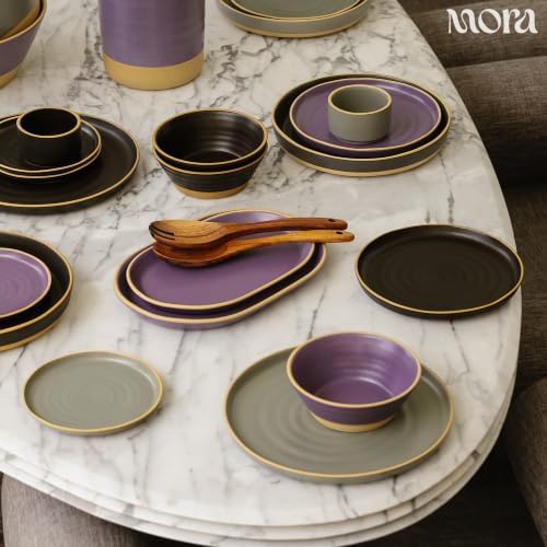 Mora Ceramic Decorative Tray - 9.4in Dish for Jewelry, Perfume, Makeup, Accessories, Candle, in the Bathroom Vanity, Bed
