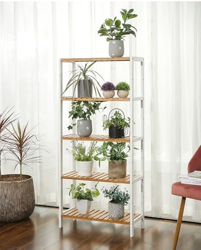 SONGMICS 5-Tier Bamboo Shelf, Freestanding Bathroom Storage Rack