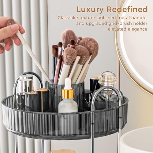 360° Rotating Makeup Organizer, Upgraded 3 Tier Skincare Perfume Organizers for Women, Bathroom Organizer Countertop, Cl