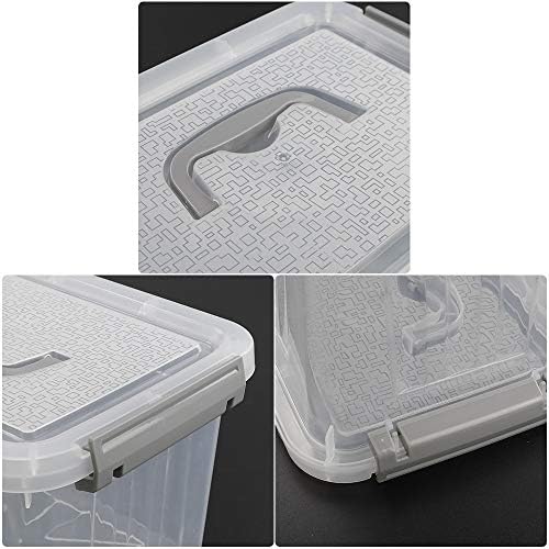 6 Liter Plastic Bins with Lids, Clear Storage Boxes Set of 6