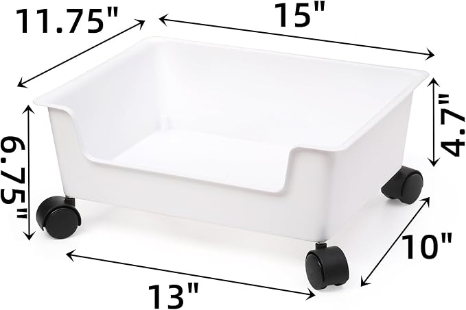 Noamus 3 Pack Under Bed Storage, Underbed Toys Storage Containers with Wheels, Plastic Bedroom Storage Organization, Under Bed Storage Bins Drawer For Clothes Blankets Shoes Books, White